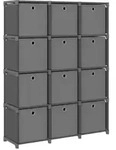 vidaXL W&uuml;rfel-Regal mit Boxen 12 F&auml;cher Grau 103x30x141 cm Stoff