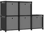 vidaXL W&uuml;rfelregal mit 5 Boxen Schwarz 103x30x72,5 cm Stoff