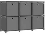 vidaXL W&uuml;rfelregal mit 6 Boxen Grau 103x30x72,5 cm Stoff