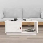 vidaXL Couchtisch Wei&szlig; 80x50x35,5 cm Massivholz Kiefer