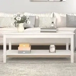 vidaXL Couchtisch Wei&szlig; 110x55x45 cm Massivholz Kiefer