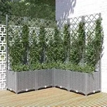 vidaXL Pflanzk&uuml;bel mit Rankgitter Hellgrau 120x120x136 cm PP