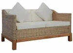 vidaXL 2-Sitzer-Sofa mit Kissen Nat&uuml;rliches Rattan