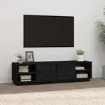 vidaXL TV-Schrank Schwarz 156x40x40 cm Massivholz Kiefer