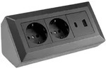 ChiliTec - 2-fach Aufbau-Steckdosenblock USB-A&C, anthrazit