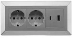 Steckdosenblock 2-fach USB-A & USB-C 23573 Farbe silber Ausf&uuml;hrung Steckdosenblock