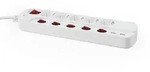 MCPOWER Steckdosenleiste, 5-fach, 2xUSB, Einzelschaltung, 1,5 m Zuleitung, wei&szlig;