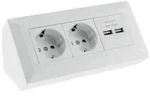 ChiliTec - 2-fach Aufbau-Steckdosenblock + 2x USB, wei&szlig; matt