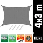 UV Sonnensegel 3x4 HDPE Rechteckig Sonnenschutz &Uuml;berdachung Garten Balkon Grau