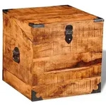 vidaXL Truhe W&uuml;rfelform Raues Mangoholz