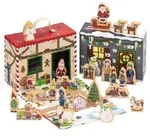 yoamo Wichtelwerkstatt Adventskalender mit Spielkoffer f&uuml;r Kinder mit Holzfiguren in