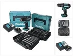 Makita DHP 482 RF1J Akku Schlagbohrschrauber 18 V + 120 tlg. Zubeh&ouml;rset + 1x...