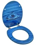 vidaXL Toilettensitz mit Deckel MDF Blau Wassertropfen-Design