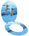 vidaXL Toilettensitz mit Deckel MDF Pinguin-Design