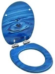 vidaXL Toilettensitz Soft-Close-Deckel MDF Blau Wassertropfen-Design