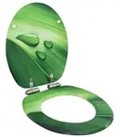vidaXL Toilettensitz Soft-Close-Deckel MDF Gr&uuml;n Wassertropfen-Design