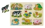 Goki 57895 - Steckpuzzle Bauernhof 30 x 21 x 1,6 cm, Holz, 8 Teile
