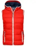 Ladies' Maritime Vest Modische Steppweste mit angeschnittener Kapuze wei&szlig;/rot,...
