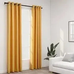 vidaXL Verdunkelungsvorh&auml;nge &Ouml;sen Leinenoptik 2 Stk. Gelb 140x225 cm