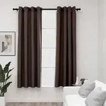 vidaXL Verdunkelungsvorh&auml;nge &Ouml;sen Leinenoptik 2 Stk. Taupe 140x175cm