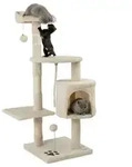 lionto Kratzbaum f&uuml;r Katzen 112 cm hoch, mit H&ouml;hle, Sisalseil, Pl&uuml;schb&auml;llen &