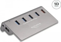 Delock 64182, Delock USB 10 Gbps Hub mit 4 USB Typ-A Ports + 1 Schnellladeport inkl.