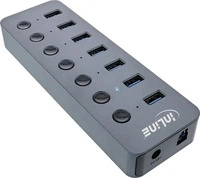 InLine 35395D, InLine USB 3.2 Gen.1 Hub, 7-Port, mit Schalter, Aluminium, mit