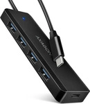 Axagon HUE-C1C, AXAGON HUE-C1C Superspeed USB-C Travel Hub, 4x USB 3.0 - 20cm,