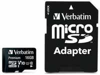 Verbatim 44082, 16 GB Verbatim microSDHC Class 10 Retail inkl. Adapter, Art#...