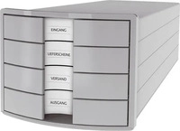 HAN 1012-11, HAN Schubladenbox Impuls lichtgrau 1012-11, DIN C4 mit 4 Schubladen