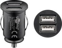goobay 44177, Goobay KFZ Ladeadapter Dual (schwarz, max. 12W/2,4A 12/24V)