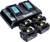 Makita 199485-6, Makita Power Source Kit 18V 6Ah (schwarz, 4x Akku BL1860B, 1x