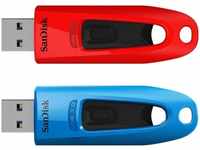 SanDisk SDCZ48-032G-G462, 32GB Sandisk Ultra USB-A 3.0, 2er-Pack, rot/blau,