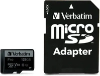 Verbatim 47044, 128GB Verbatim microSDXC-Card Pro U3, UHS-3, 4K UHD (R) 90MB/s, (W)