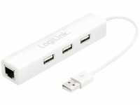 LogiLink UA0174A, LogiLink USB 2.0 3-port Hub mit Ethernet Adapter weiß, Art#