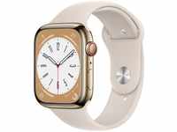 Apple MNKM3FD/A, 45mm Apple Watch S8 Edelstahl GPS + Cellular Gold, Sportarmband