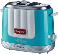 Ariete 0206B, Ariete Hot Dog Maker Party Time (hellblau/silber, 650 Watt, 50's Style)