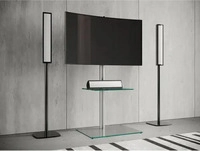 VCM 17144, VCM TV Standfu&szlig; "Alani" Silber, mit Zwischenboden Klarglas,