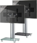VCM 17125, VCM TV Standfu&szlig; "Tosal" Silber, Schwarzglas inkl. Rollen
