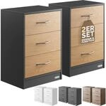 DeubaXXL DE Nachttisch Eloise 2er-Set Holz/Grau 54x39x28cm 109666
