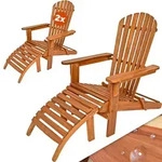 Liegestuhl Adirondack 2er-Set Akazienholz + Fu&szlig;st&uuml;tzen