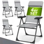 Gartenstuhl klappbar 4er-Set Grau Alu Hochlehner verstellbar