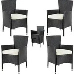 Polyrattan Gartenstuhl 4er-Set Schwarz/Creme stapelbar