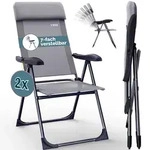 Gartenstuhl klappbar 2er-Set Grau Alu Hochlehner verstellbar