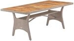 Polyrattan Gartentisch Takeo Creme 190x90x74cm Akazie