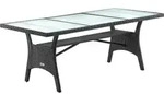 Polyrattan Gartentisch Takeo Schwarz 190x90x74cm Glas