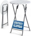 DeubaXXL DE Stehtisch klappbar &Oslash;60cm Marmoroptik Wei&szlig; 110cm H&ouml;he 107835
