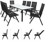 Gartensitzgruppe Bern 9-tlg 8 Personen Anthrazit Alu Milchglas Glas