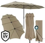 Doppelsonnenschirm Taupe UV-Schutz 80+