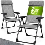 Gartenstuhl klappbar 2er-Set Grau meliert Alu Hochlehner verstellbar